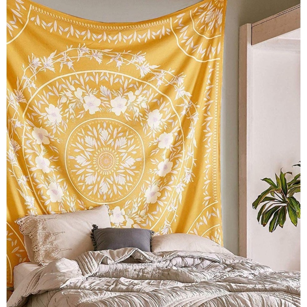 Sunflower Yellow Floral Festival Mandala Tapestry Wall Dorm Boho Cute Decor/Art - Picture 4 of 9